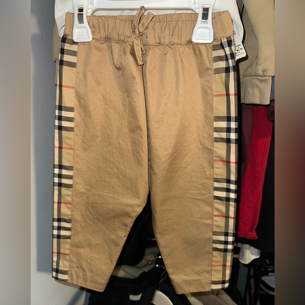 Kids Beige Checkered Pants